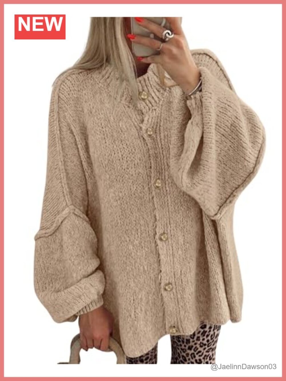 Oversized Button Down Cardigan Sweater Womens Casual Fall Layering